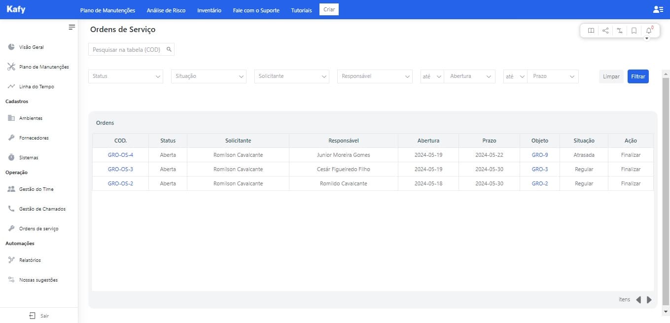 kafy-gerenciamento de manutenções